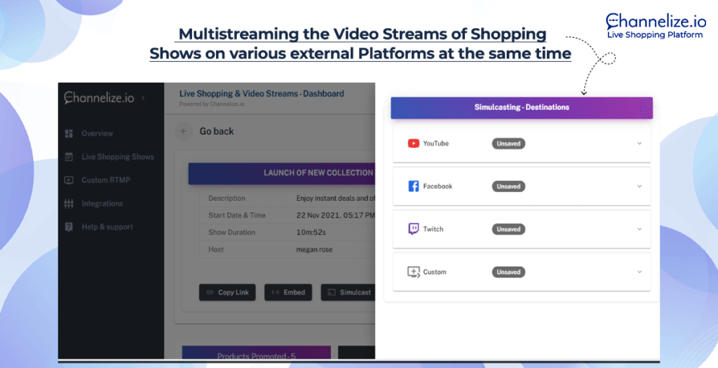 Multistreaming with Channelize.io live stream shopping platform