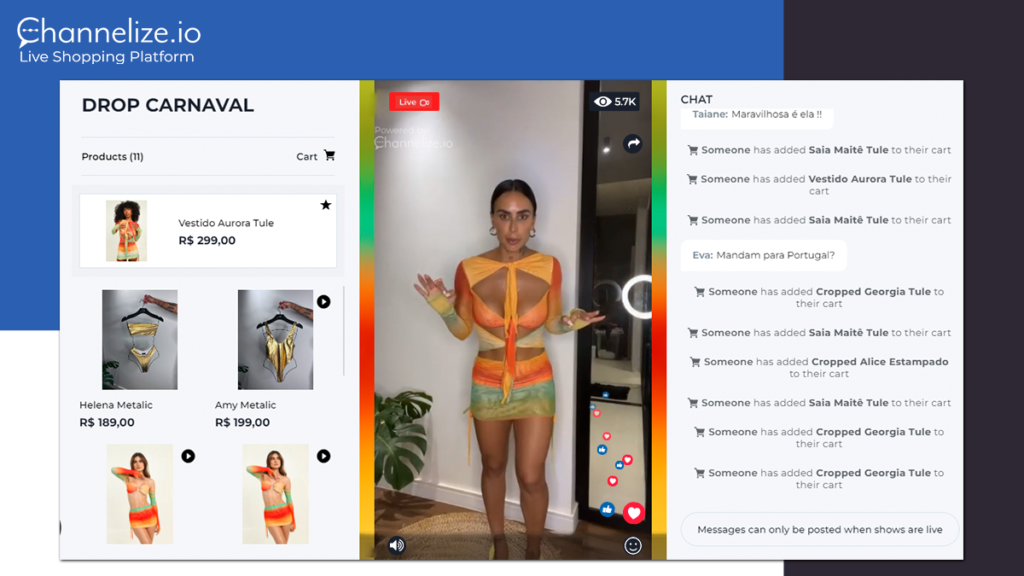 Client using Channelize.io Live Shopping Platform