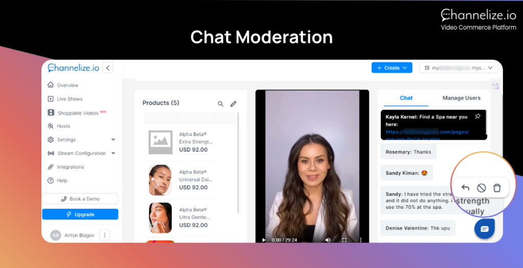 Chat Moderation with Live Shopping Platform