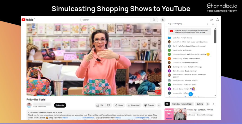 Simulcasting feature of Channelize.io Livestream Shopping Platform